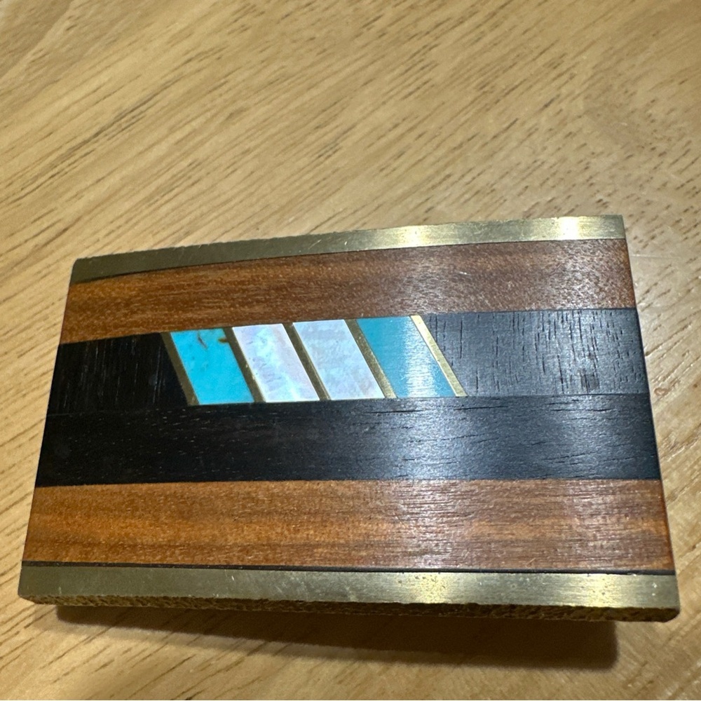 Viintage buckle made by Sun Buckles Wooden Inlay Decorative Box